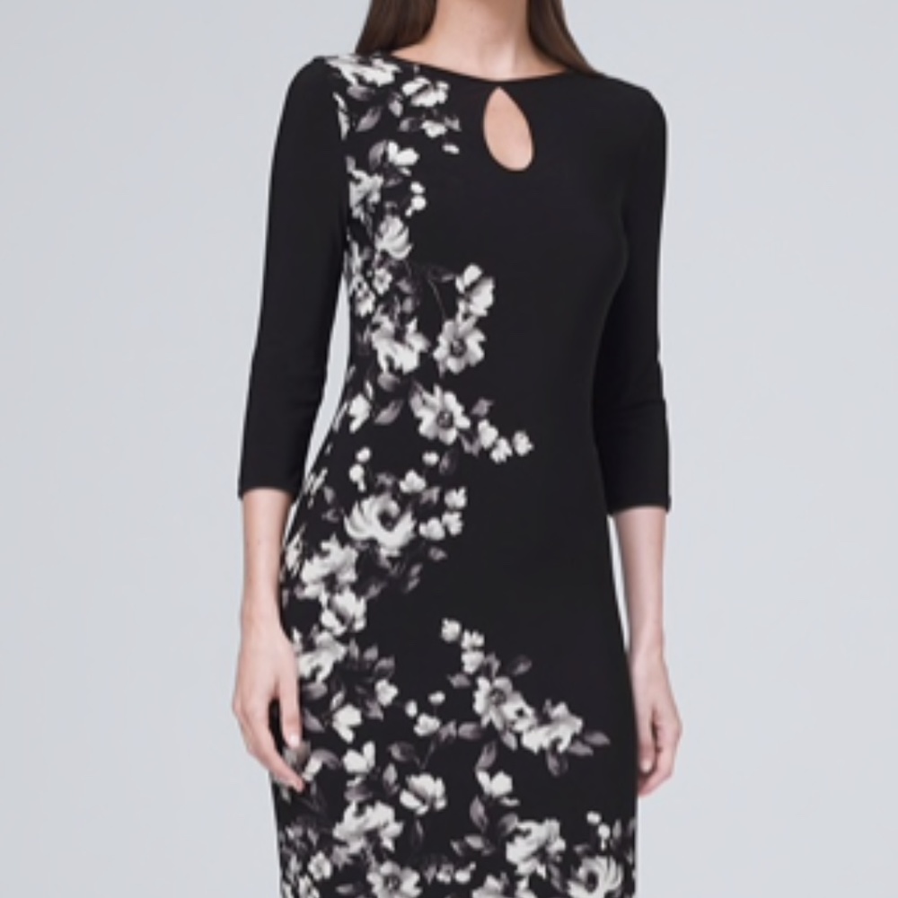 WHBM Reversible Floral/Solid Sheath Dress - NWT